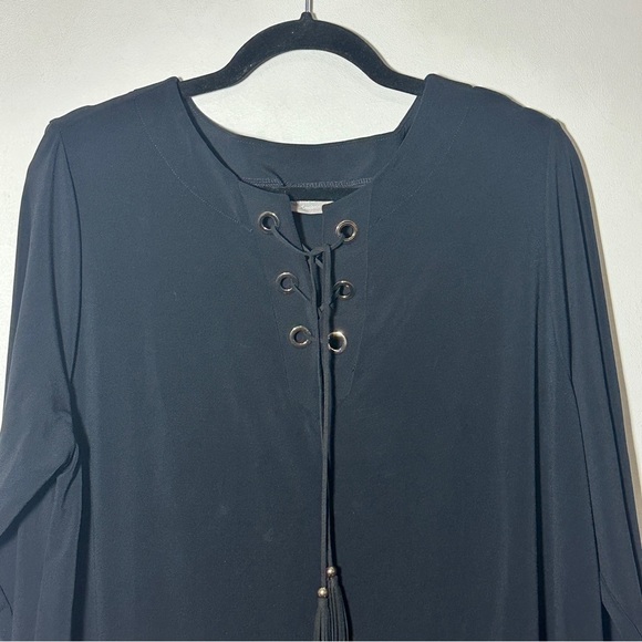 Chicos Travelers Black Gold Grommet Lace-Up Tunic Size 3 (XL) - Picture 2 of 7